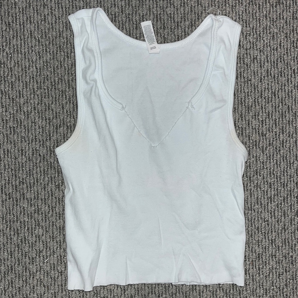 Plain white cropped tank; cotton